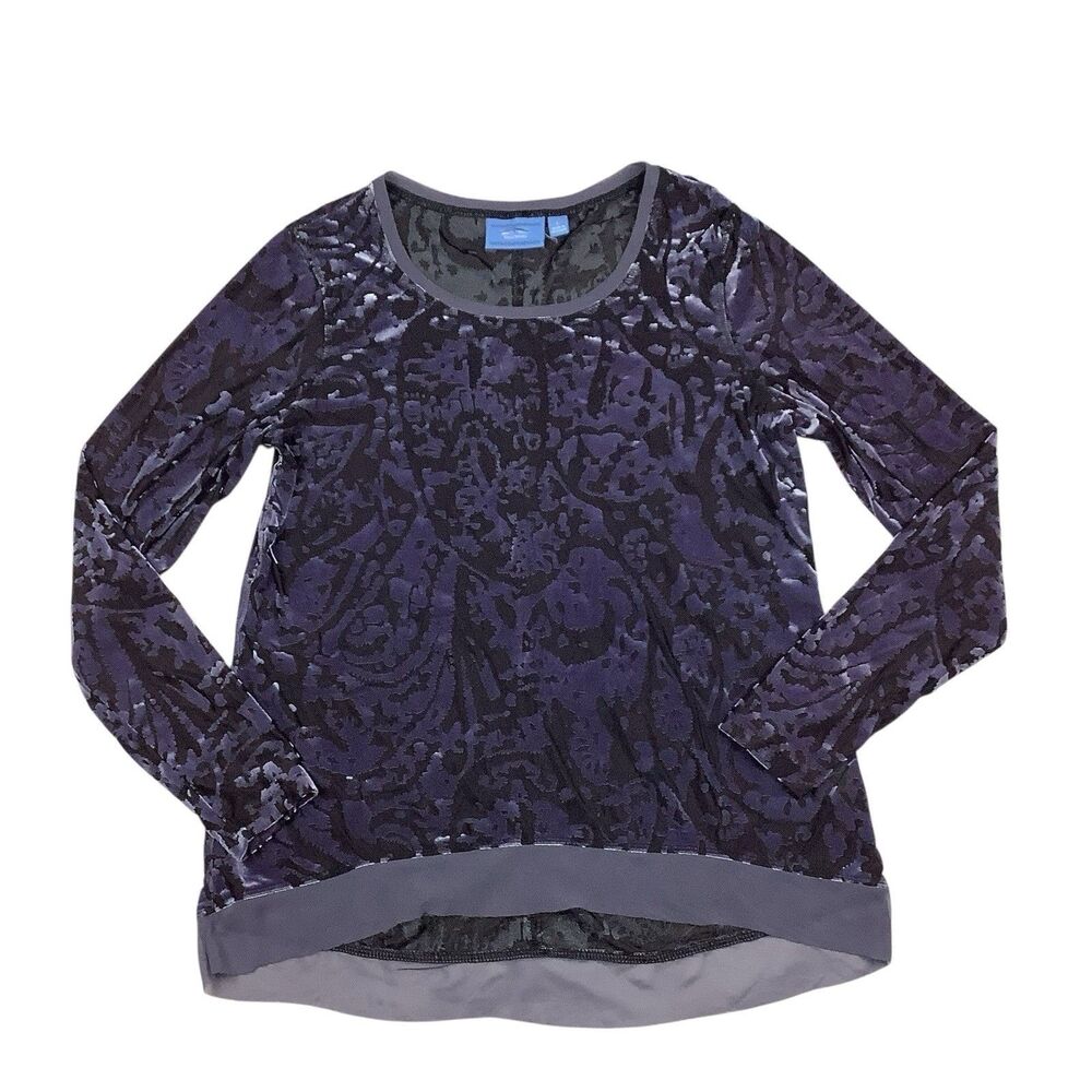 Vera Wang Purple Velvet Burnout Blouse Top Whimsigoth Romantic Fairy Grunge L
